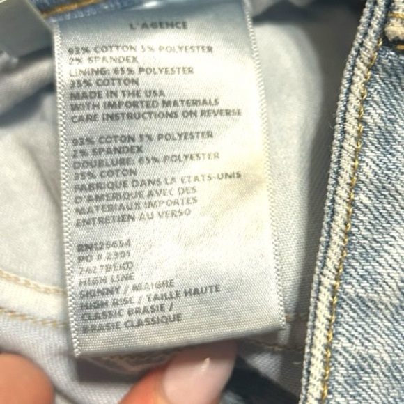 L'AGENCE High Line High Rise Skinny in Fade Out Size 27 Light Wash Distressed - Picture 12 of 12